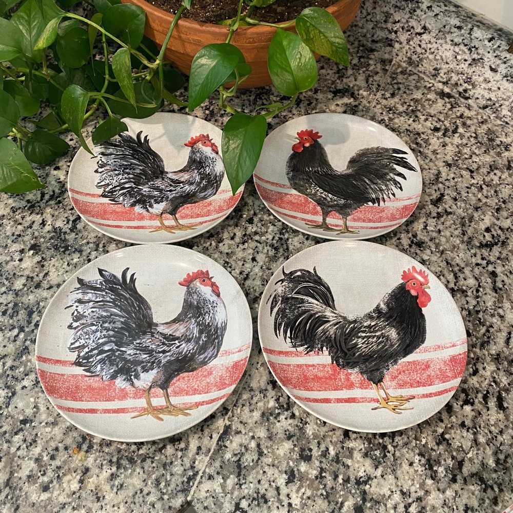 Cracker Barrel Farmhouse Rooster Salad Plates By Susan Winget